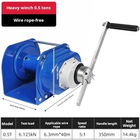 Treuil manuel robuste de 0,5 tonne, treuil à câble en acier portable, freinage automatique, hauteur de levage de 30 m, grue pour bateaux