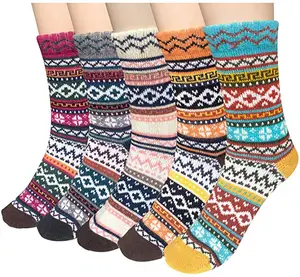 5 Pack Womens Wollen Sokken Winter Warme Sokken Dikke Gebreide Cabine Gezellig Crew Zachte Sokken Geschenken Voor Vrouwen