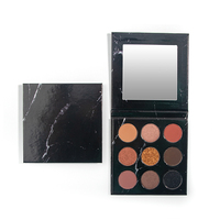 Palette de fards à paupières en poudre cartonnée, 9 couleurs, végane, sans cruauté, personnalisable, résistante à l'eau, haute pigmentation, effet scintillant, vente en gros