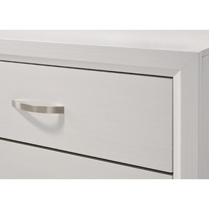 Contemporary 2 <b>Drawer</b> Nightstand White Finish Metal Handles Bedroom <b>Storage</b> Furniture - Product Image 3