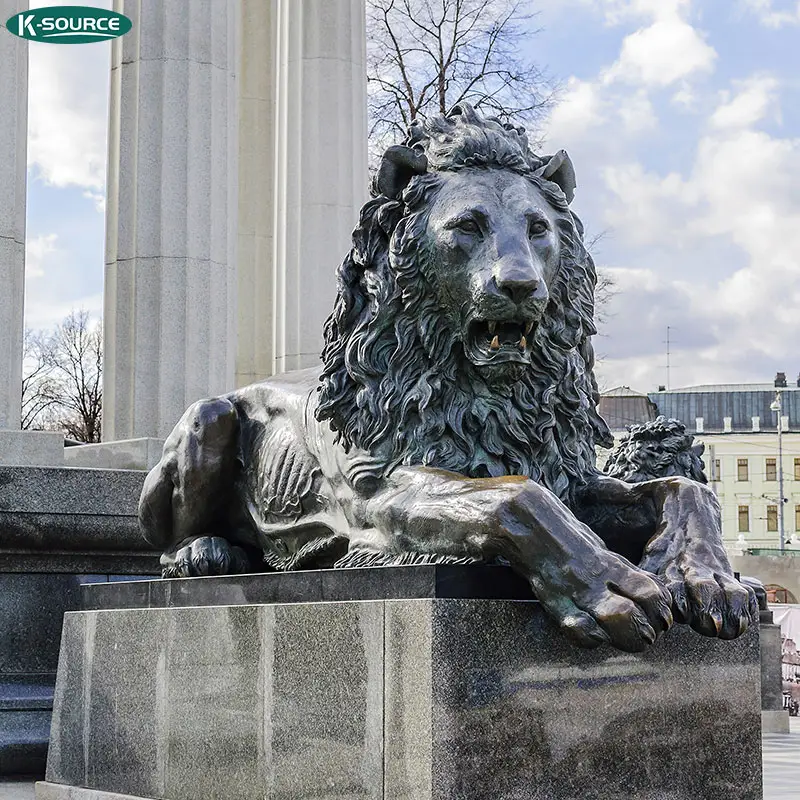 Patung Hewan Besar Luar Ruangan Tembaga Kuningan Perunggu Hidup Ukuran Patung Singa Emas untuk Dijual