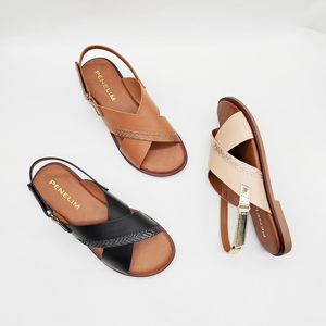 Nouvelles <span class=keywords><strong>sandales</strong></span> <span class=keywords><strong>plates</strong></span> décontractées pour femmes, design tendance été, en cuir, avec bride à la cheville, légères, confortables, à bout ouvert, pour la marche - Product Image 1
