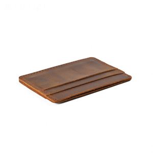 Retro Crazy Horse Leather Men's Casual Bi-fold Wallet & Business Card Holder <b>Top</b> Grain Cowhide Genuine Leather Stock - Product Image 4