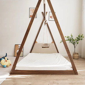 Twin <b>Bed</b> <b>Frame</b> Kids Floor <b>Bed</b> Wood Montessori <b>Bed</b> with House <b>Frame</b> Slats Solid Wood for Kids - Product Image 2
