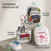 Kit de manucure de précision en acier inoxydable à motif graffiti tendance, ensemble portable pour le soin des ongles, idéal pour l'entretien personnel et les voyages