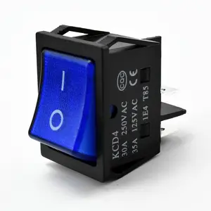 Kcd4 4 Pin Led Paneel Blauwe Indicator Verlichting Hoge Stroom 30a/35a Tuimelschakelaar 250V Ac Microschakelaar