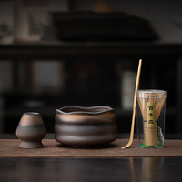 Bol à thé en céramique plaqué or de style japonais, inspiré de la dynastie Song, ensemble Matcha vintage avec finitions émaillées, outils pour café et thé