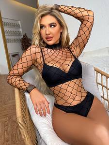 Nouveauté Sexy Body en maille transparente à bas prix Taille unique Bodystockings sexy en maille une pièce - Product Image 6