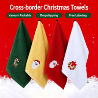 Toalla de Algodón Navideña con Logotipo Personalizado, Toalla de Mano Bordada con Diseño de Santa Claus, Corona de Navidad y Muñeco de Nieve, Toalla de Algodón Puro para Regalo Navideño, Suministro al por Mayor