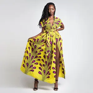 Kadın dijital baskı DIY sapanlar çoklu aşınma afrika elbise moda stil rahat parti Maxi tüy akşam balo afrika elbise