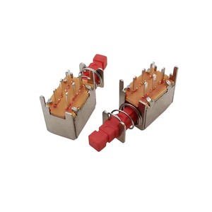 Interrupteur à bouton-poussoir à angle droit PS-22F03 avec capuchon, DPDT, <span class=keywords><strong>double</strong></span> pôle, 6 broches, à verrouillage automatique, pour alimentation - Product Image 2