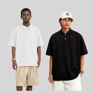 Camiseta Polo Personalizada con Estampado DTF para Hombre, Corte Holgado, Tejido Transpirable y Suave, Hombros Caídos, para Moda Urbana - Product Image 2