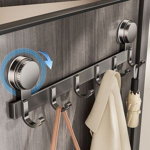 Suction Cup Wall Hooks Grey Rectangle Removable Coat Rack For Bedroom Clothes Storage - Product Image 3