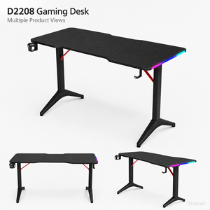 Bureau de jeu D2208 RGB avec plateau en fibre de carbone de 15 mm, porte-gobelet et crochet pour casque - Product Image 2