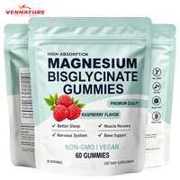 Vegan Sleep & Nervous, Relaksasi Otot 400mg Magnesium Bisglisinat Gummies dengan Magnesium 60 Gummies untuk Dewasa