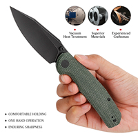 Couteau pliant TRIVISA Pocket Hornet-04G pour hommes, lame 14C28N, manche en Micarta avec clip, outil de survie, camping, chasse