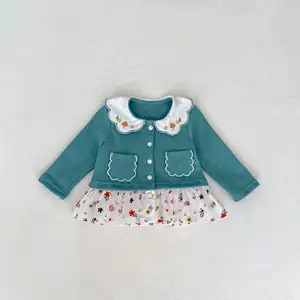 Engepapa printemps enfants 0-3 ans tricoté brodé cardigan infantile décontracté mignon pull bébé fille manteau