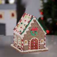Maison en pain d'épices artisanale personnalisée avec lumière LED Décorations de Noël Luxe en argile polymère Style ange Fabriqué en résine