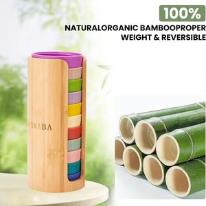 Qoomaba Wooden Lid Storage Box Round <b>Bamboo</b> Cup Organizer Desktop <b>Container</b> For Mason Jar Lids 10 Pcs Set - Product Image 3