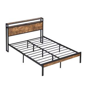 DB Full-Size Metal <b>Platform</b> <b>Bed</b> <b>Frame</b> with <b>Wooden</b> Headboard & Footboard, Modern Design, USB Ports, No Box Spring Needed, for Liv - Product Image 5