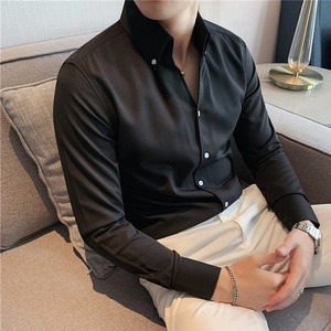 Camisa de Vestir Casual para Hombre, Manga Larga, Cuello en V, Corte Slim, Resistente a las Arrugas, Estilo Formal de Lujo - Product Image 2