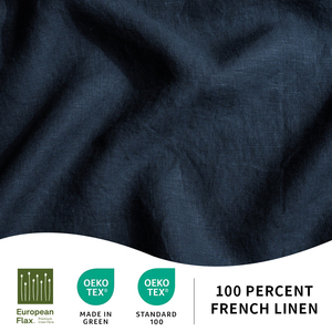 Ensemble de nappes de <span class=keywords><strong>table</strong></span> rectangulaires 100% <span class=keywords><strong>lin</strong></span> pur en bleu français, housse de <span class=keywords><strong>table</strong></span> avec service délavé à la pierre - Product Image 3