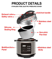 Cuisinière électrique multifonctionnelle de luxe avec écran LED et préréglages de temps de cuisson, revêtement antiadhésif, autocuiseur électrique