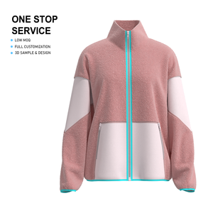 Femmes personnalisable culture ours en peluche col roulé sweat lâche fermeture éclair Jogging épaissi chaud <span class=keywords><strong>polaire</strong></span> veste tissé tissu - Product Image 1