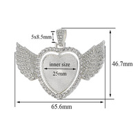 Collier Aile d'Ange Moderne en Acier Inoxydable Pendentif Rotatif Bling Coeur Aile Bijoux Sublimation Chaîne Vierges pour Anniversaires