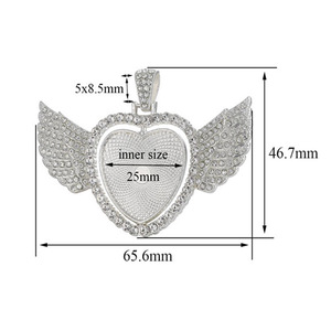 Ciondolo moderno in acciaio inox con angelo e ala girevole a forma di cuore con gioiello a sublimazione a catena per anniversari - Product Image 3