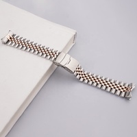 Bracelet de montre en acier inoxydable Jubilee pour Seik SKX 007, 22 mm, bicolore argent et or rose, extrémités courbées solides