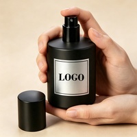 Flacon de parfum en verre vide recyclable de 50 ml, cylindre noir mat personnalisé avec pulvérisateur à pompe et bouchon atomiseur