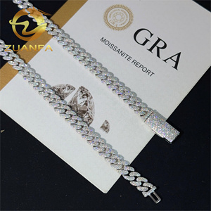 Pass Diamante Tester 8mm <span class=keywords><strong>Moissanite</strong></span> Diamante Hip Hop Jóias Link Cubano <span class=keywords><strong>Moissanite</strong></span> 925 Prata Link Cubano Cadeia Iced Out - Product Image 5