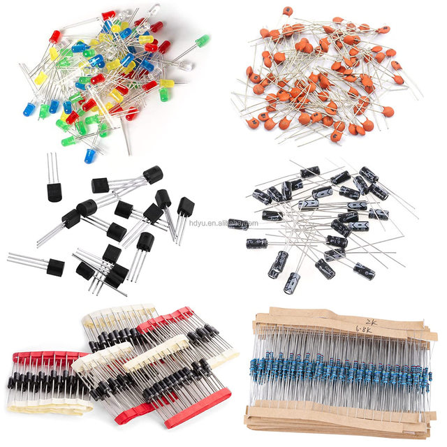 1400PCS 6 Kinds of Electronic Components Including Resistance, Electrolytic Capacitor, LED Light-emitting, Transistor Ceramic