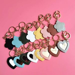 Hot Selling Rose Gold Keychain With Mini <b>Makeup</b> Mirror Kawaii Pocket Mirrors Heart Shape Cute Flower - Product Image 6