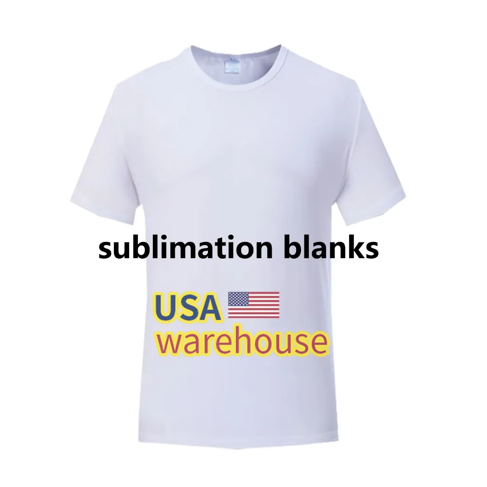 男性用昇華ホワイトTシャツ100ポリエステルは綿を感じます私たちの倉庫空白昇華プリント用100ポリエステルTシャツ