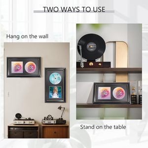 GMFrames Rectangular Wood <strong>CD</strong> Display <strong>Frame</strong> with Easel Back and Real Glass for Wall/Tabletop Black Mat Music Lover Gift - Product Image 5