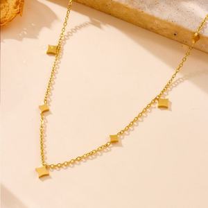 Collar de Cadena Corta con Estrellas Exquisitas de Acero Inoxidable Chapado en Oro de 18K, Resistente al Deslustre, Joyería Diaria de Verano para Chicas - Product Image 4
