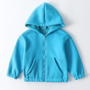 Sweats à capuche en molleton vierge brodé personnalisé pour tout-petits sweats à capuche zippés en coton doux uni pour enfants filles - Product Image 2