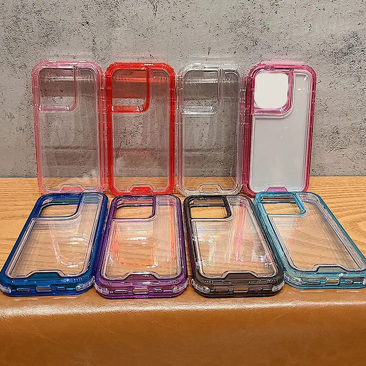 GSCASE 3 en 1 Fundas pour Samsung Galaxy S23FE A34 A54 A03S A03 Core Shockproof Phone Case Candy Color