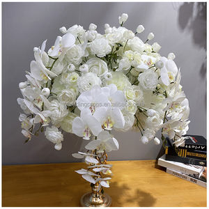 สีขาวสีชมพูประดิษฐ์ดอกไม้สีเขียวใบ<span class=keywords><strong>Kissing</strong></span> <span class=keywords><strong>Ball</strong></span>สำหรับงานแต่งงานตกแต่ง - Product Image 3