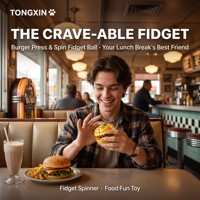 TONGXIN Kawaii Burger Press Spin Fidget Spinner con diseño de pan de sésamo y capas de repollo, estético, coleccionable para escritorio, regalo, venta al por mayor, OEM