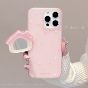 Custodia morbida TPU <span class=keywords><strong>rosa</strong></span> con cavalletto magnetico piccolo specchio stelle per <span class=keywords><strong>iPhone</strong></span> 16 15 14 13 12 <span class=keywords><strong>11</strong></span> - Product Image 1