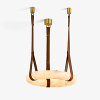 Lustre suspendu rond en résine imitation albâtre, design moderne et luxueux, pour salon