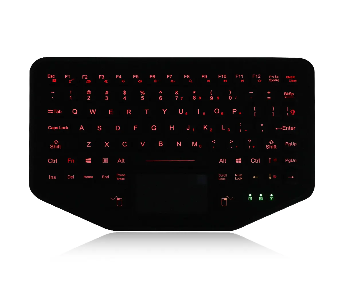 Keyboard backlit kendaraan karet silikon dengan touchpad terintegrasi