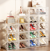 Boîtes de rangement de chaussures pliables en plastique transparent avec couvercles multifonctions épais Rectangle sacs casquettes conception fonctionnelle