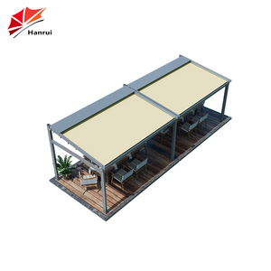Pérgola <span class=keywords><strong>de</strong></span> acero con persianas a dos aguas <span class=keywords><strong>de</strong></span> PVC solar asegurada con techo fijo transparente techo solar retráctil pabellón o cenador - Product Image 2