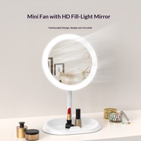 Miroir de maquillage de bureau LED intégré avec éclairage latéral haute définition, trois couleurs d'éclairage, plateau de rangement pliable