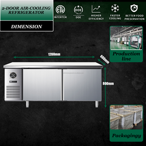 2-door stainless Steel Workbench fresh Temperature Cooler Freezer Food Preparation <b>Table</b> - Product Image 3