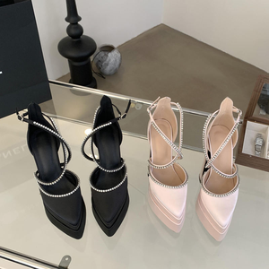 Elegantes Sandalias de Tacón Alto de Verano para Mujer, con Correa al Tobillo, Plataforma y Tacón de Cuña, Estilo Gladiador, de Seda - Product Image 2